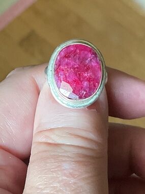 NWOT Sterling Silver 925 Large Oval Genuine Ruby Ring Size US 7